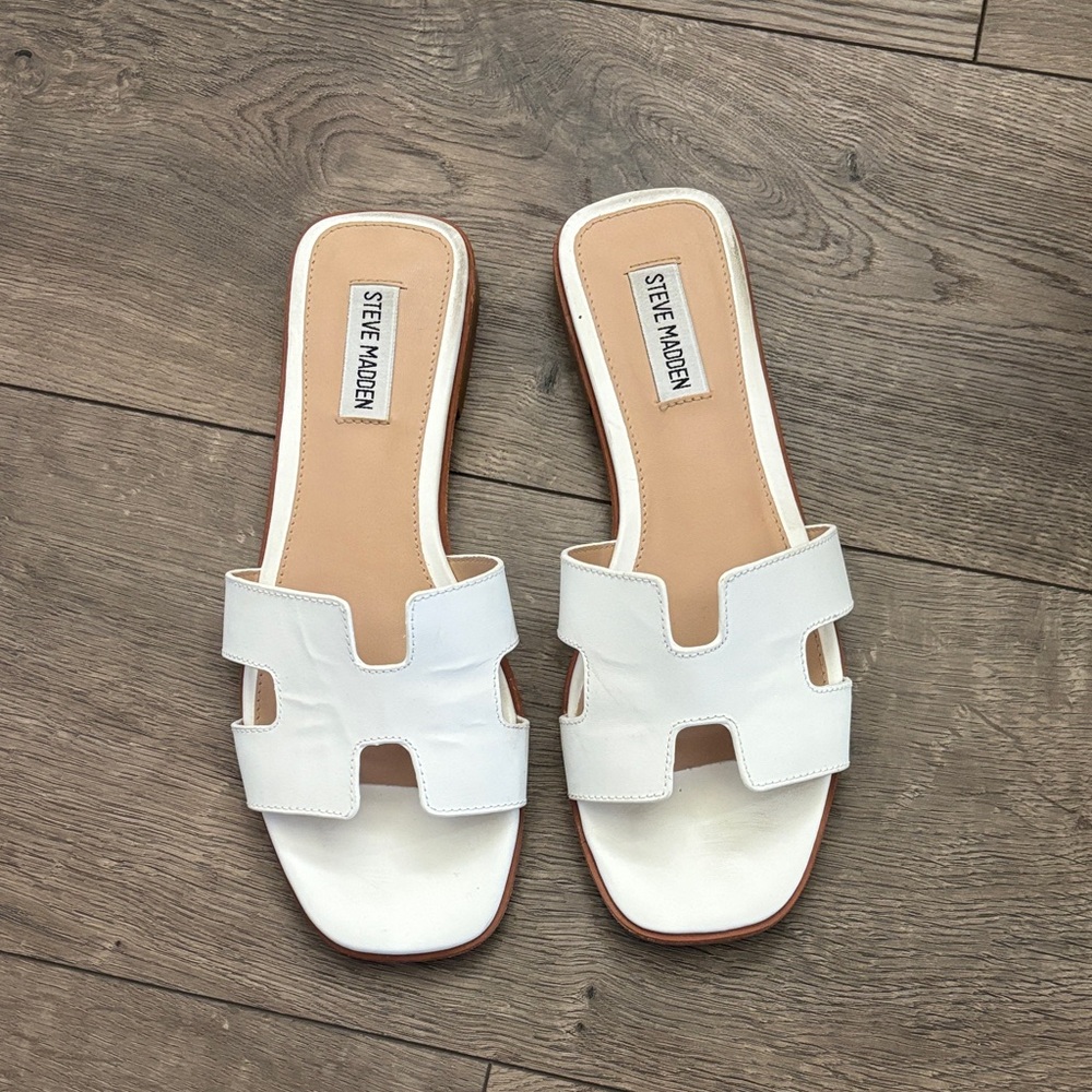 Steve Madden White Slide Sandals